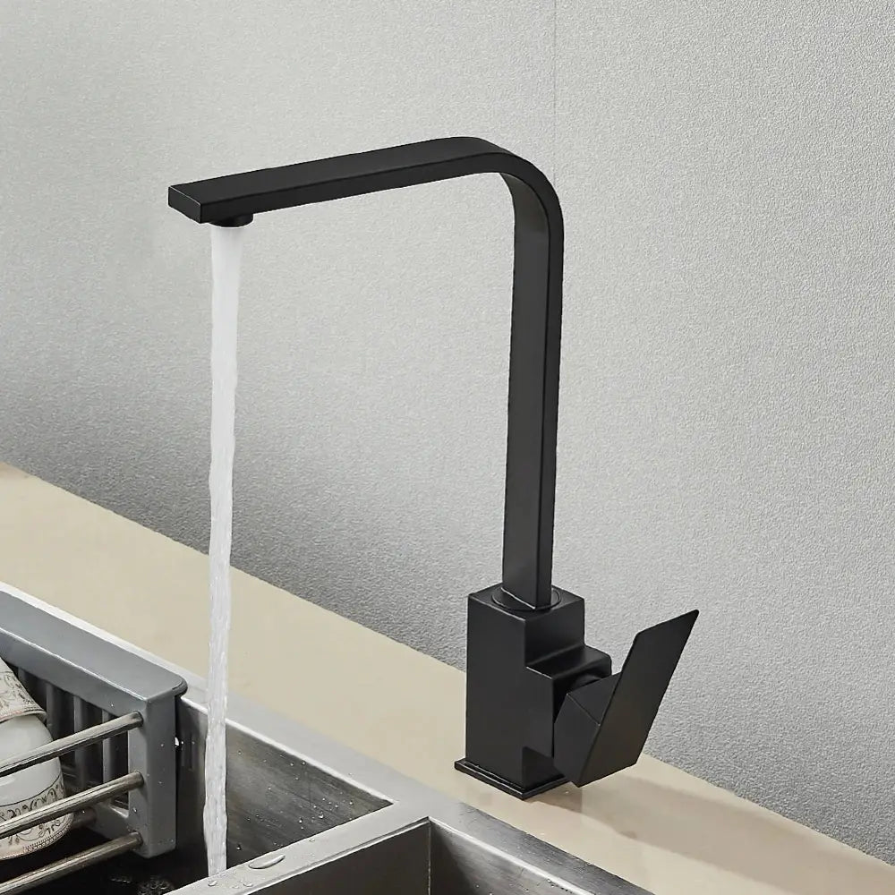 DecorBites™ Brushed Nickel Kitchen Faucet | 360 Rotate Hot Cold Mixer Tap | Single Lever