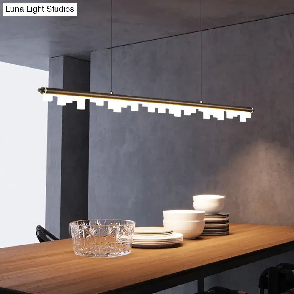 Modern matte black led island light kitchen acrylic shade warm white