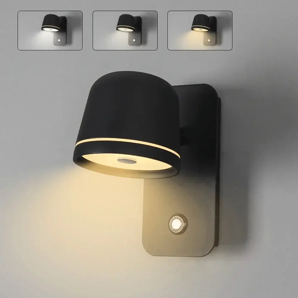 Modern matte black led wall lamp bedroom adjustable spotlight