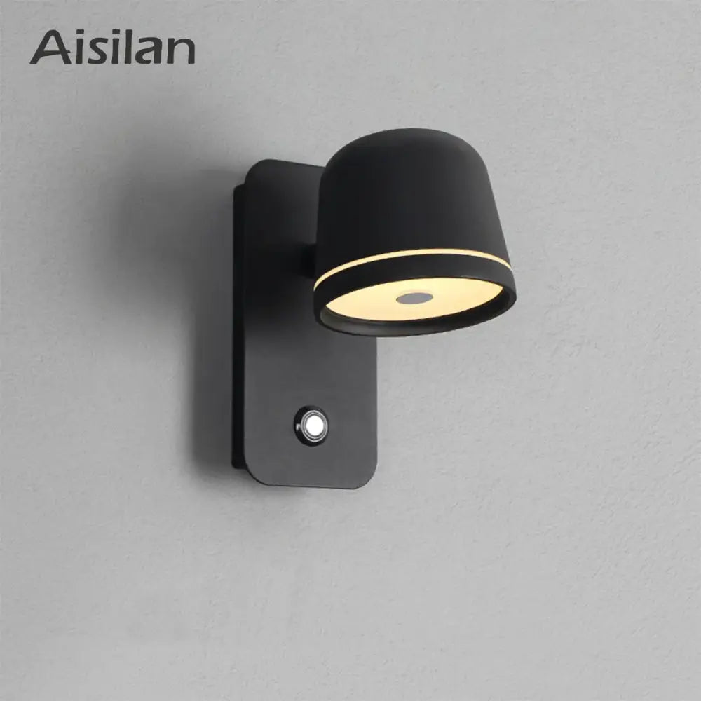 Modern matte black led wall lamp bedroom adjustable spotlight