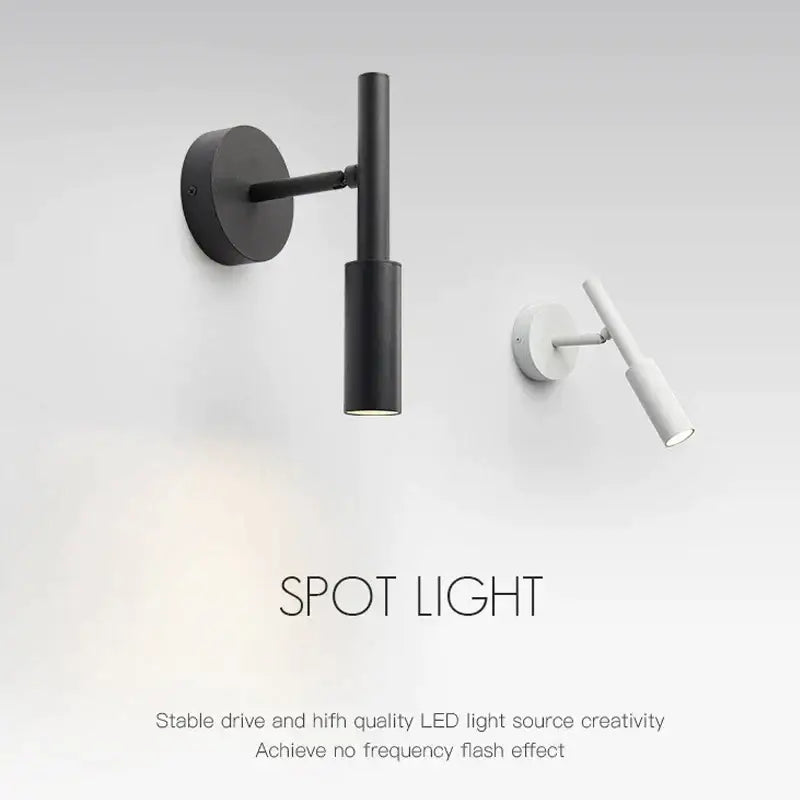 Modern matte black led wall lamp reading light – bedroom spotlight