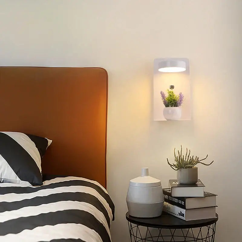 Modern matte black led wall lights with usb port bedroom shelf