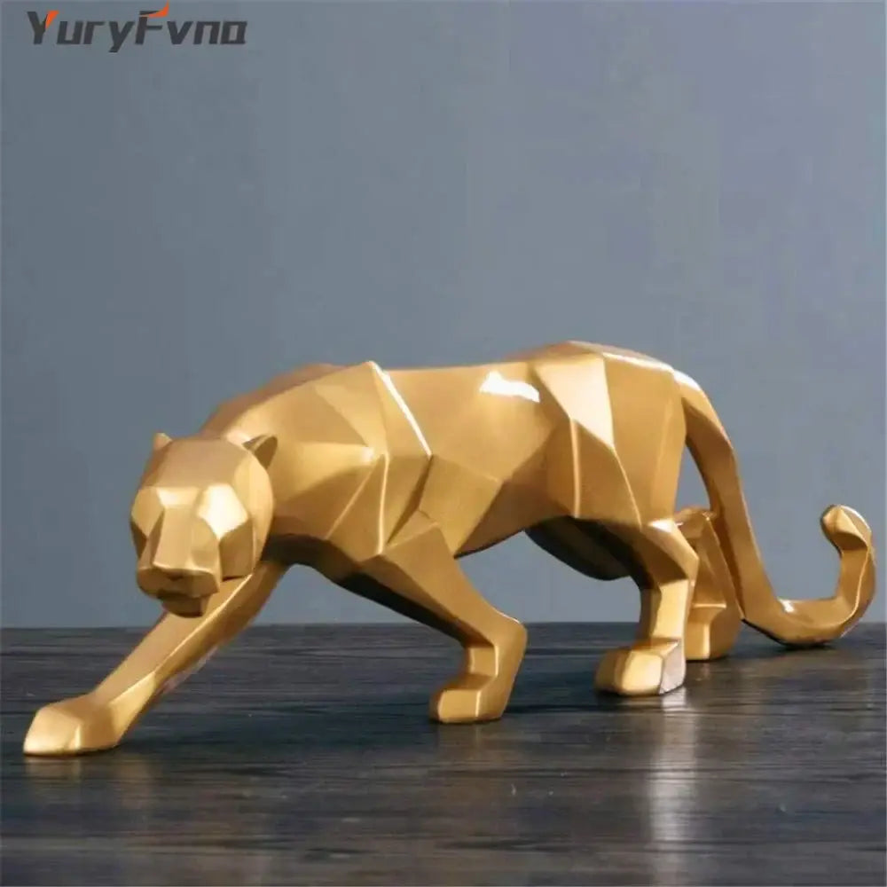 Modern matte black leopard geometric resin statue living room decor