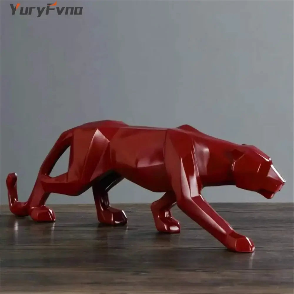 Modern matte black leopard geometric resin statue living room decor