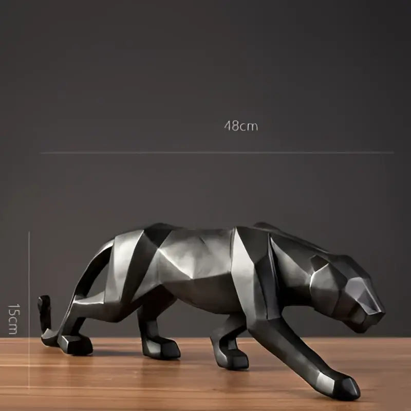 Modern matte black leopard geometric resin statue living room decor
