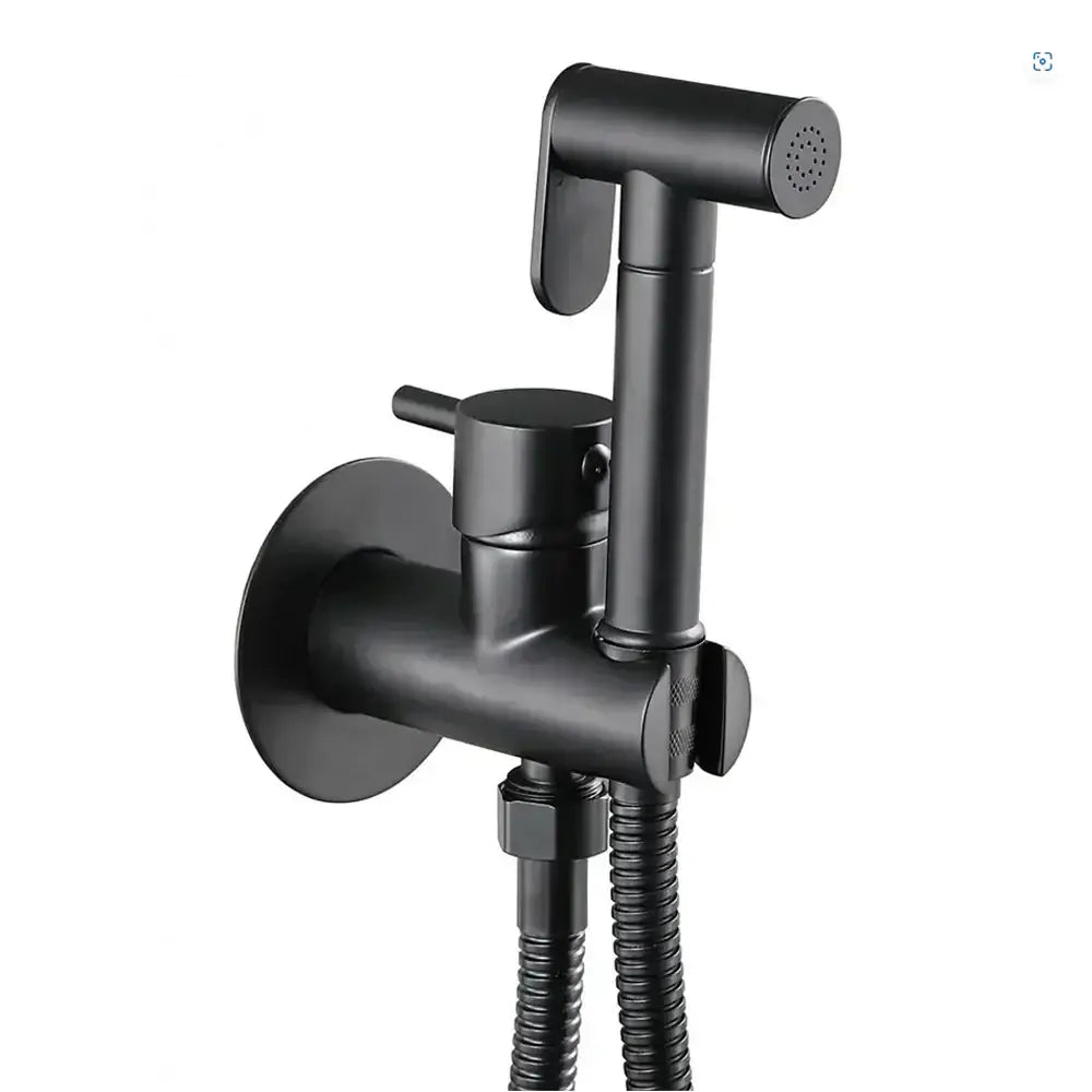 DecorBites™ Brass Bidet Faucet Single Cold Water Black Toilet Sprayer Valve Jet Set