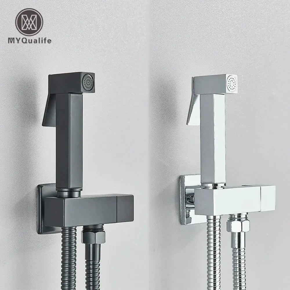 DecorBites™ Brass Bidet Faucet Single Cold Water Black Toilet Sprayer Valve Jet Set