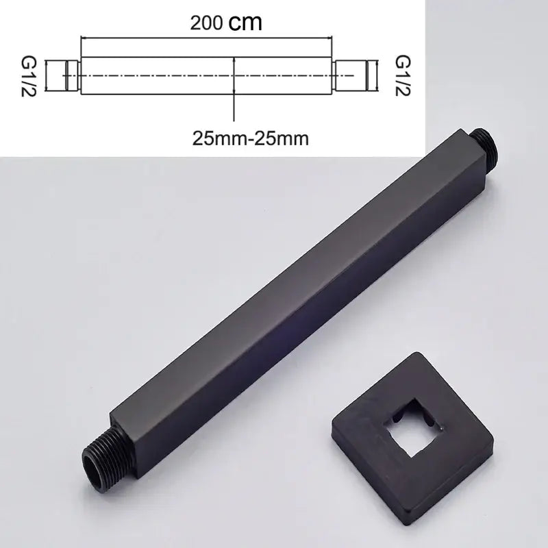 DecorBites™ 12" Matte Black Rainfall Shower Head Set with Shower Arm