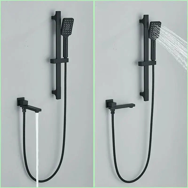 DecorBites™ Black Rainfall Shower Faucets with Slider Bar and Embedded Mixer
