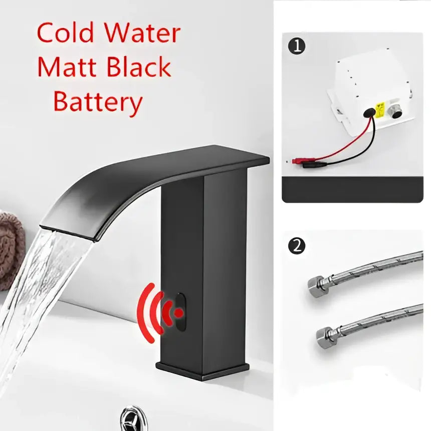 Modern matte black sensor waterfall basin faucet bathroom mixer