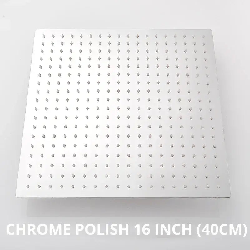 DecorBites™ 16 Inch Stainless Steel Chrome Square Rainfall Shower Head for Bathroom
