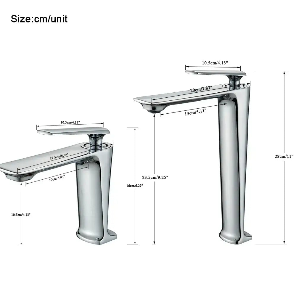 DecorBites™ Black Tall Basin Brass Bathroom Sink Faucet Single Handle Deck Mounted