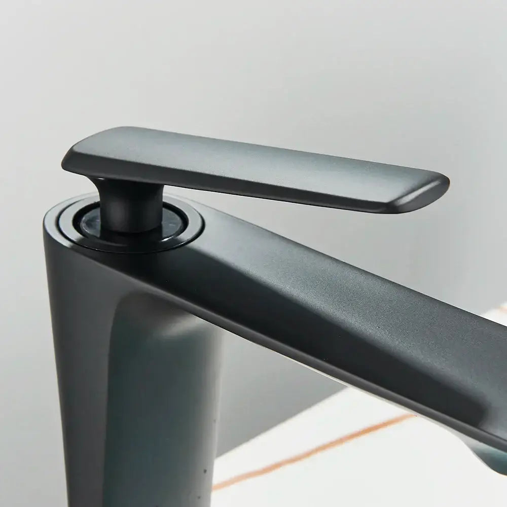 DecorBites™ Black Tall Basin Brass Bathroom Sink Faucet Single Handle Deck Mounted