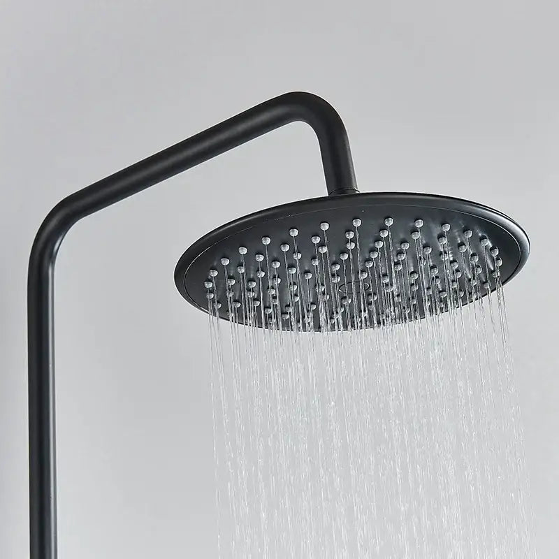 DecorBites™ Black Thermostatic Shower Faucet Set Chrome Wall Mount Rainfall Mixer Tap