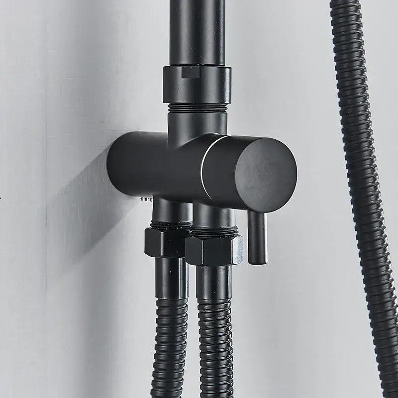 DecorBites™ Black Thermostatic Shower Faucet Set Chrome Wall Mount Rainfall Mixer Tap