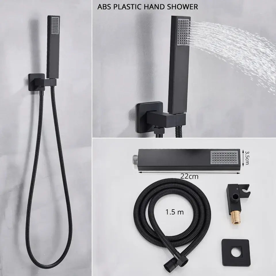 Modern matte black thermostatic shower faucet set bathroom rainhead