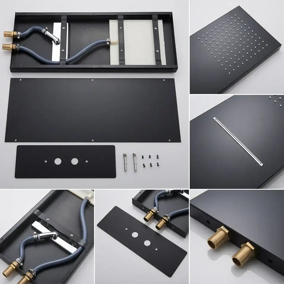 Modern matte black thermostatic shower faucet set bathroom rainhead