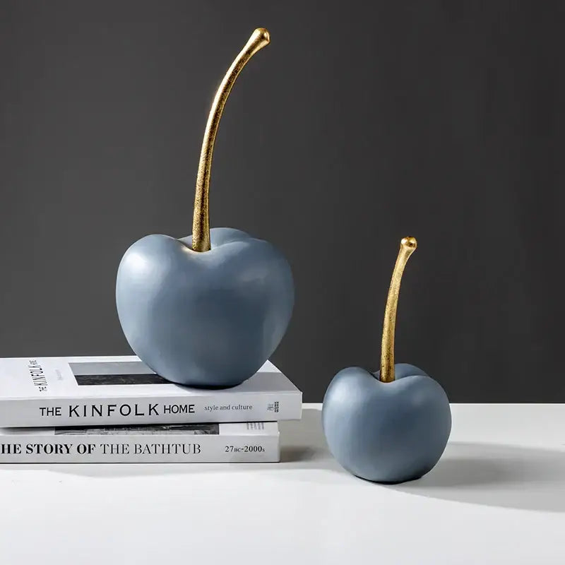 Modern matte blue resin apple ornaments living room decor