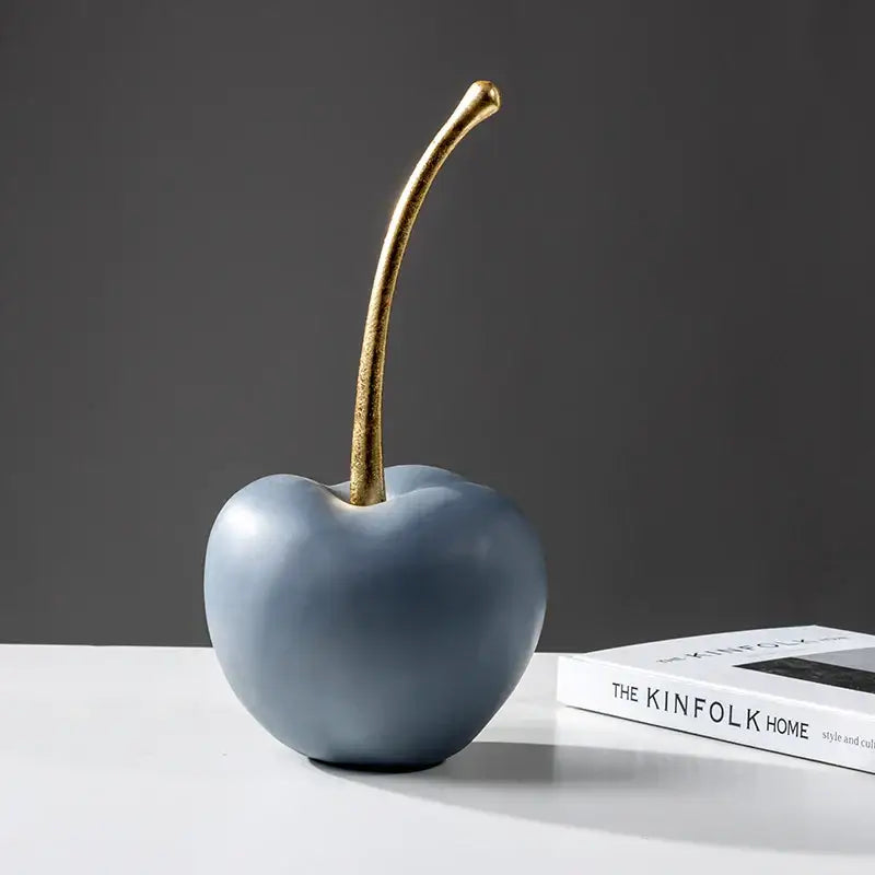 Modern matte blue resin apple ornaments living room decor