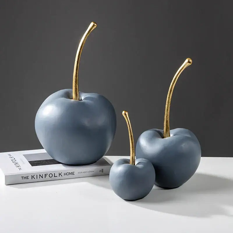 Modern matte blue resin apple ornaments living room decor