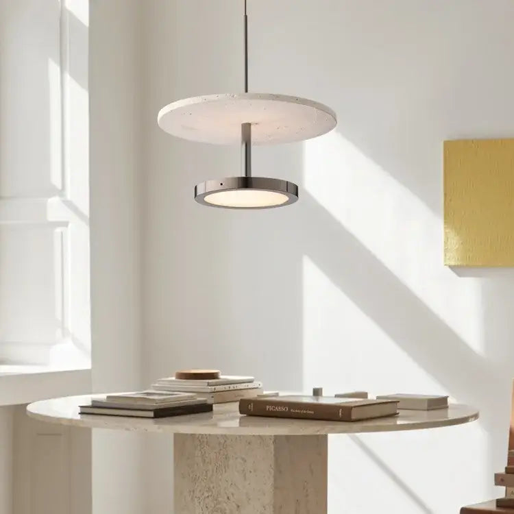 Modern matte white black stone pendant led chandelier dining room