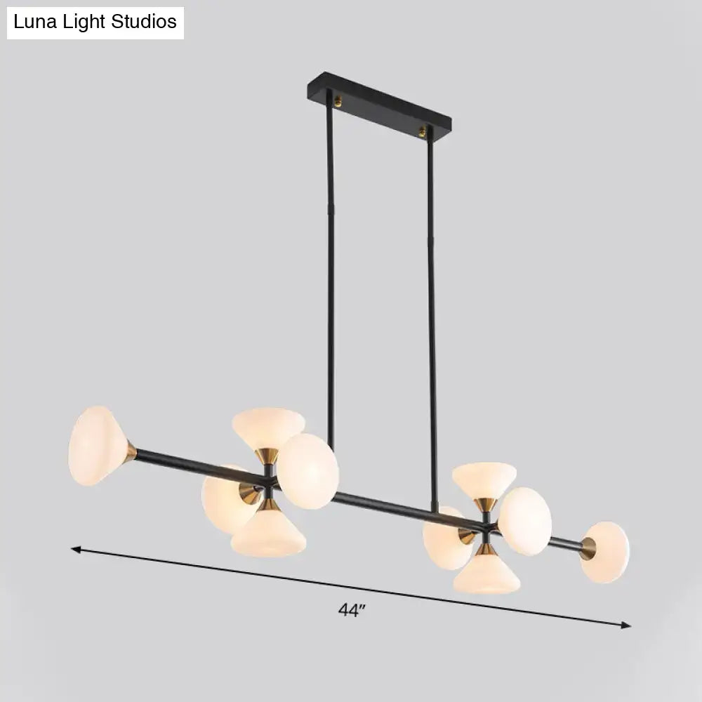 Modern matte white glass flared chandelier – kitchen island light