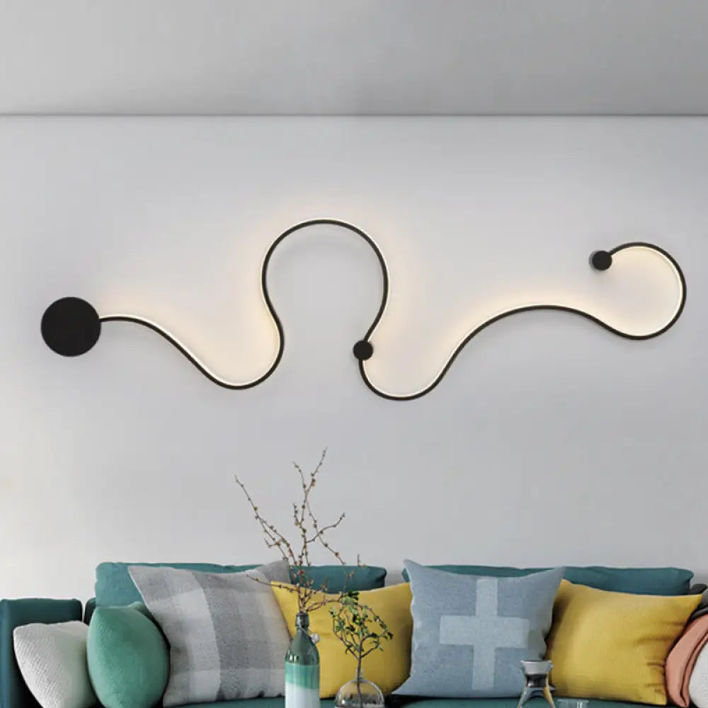 DecorBites™ Modern Metal Snake-Like Wall Sconce Lighting - 25.5"/50" W LED Wall Mount Lamp in Black with Warm/White Light