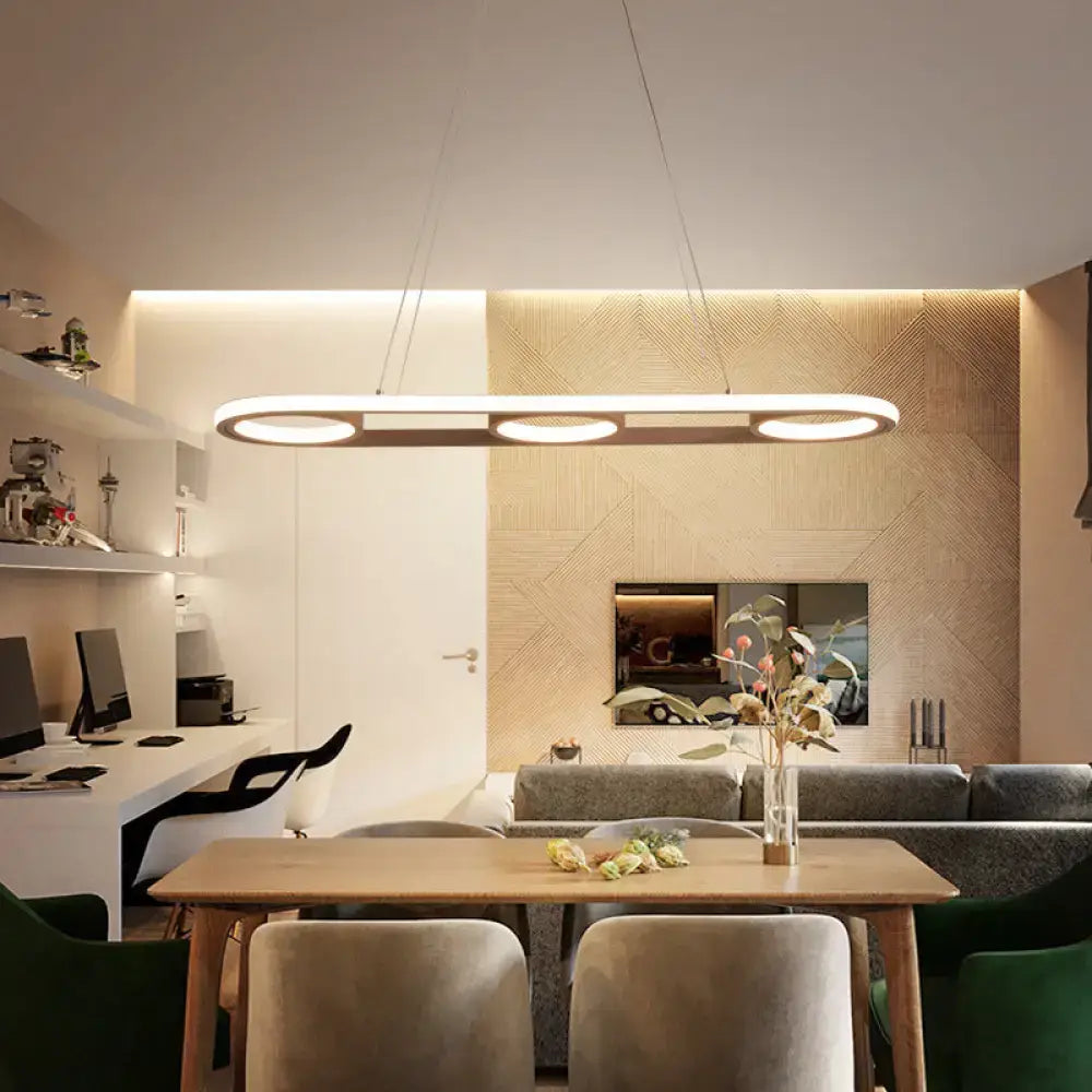Modern metal white oval pendant light – kitchen island led fixture