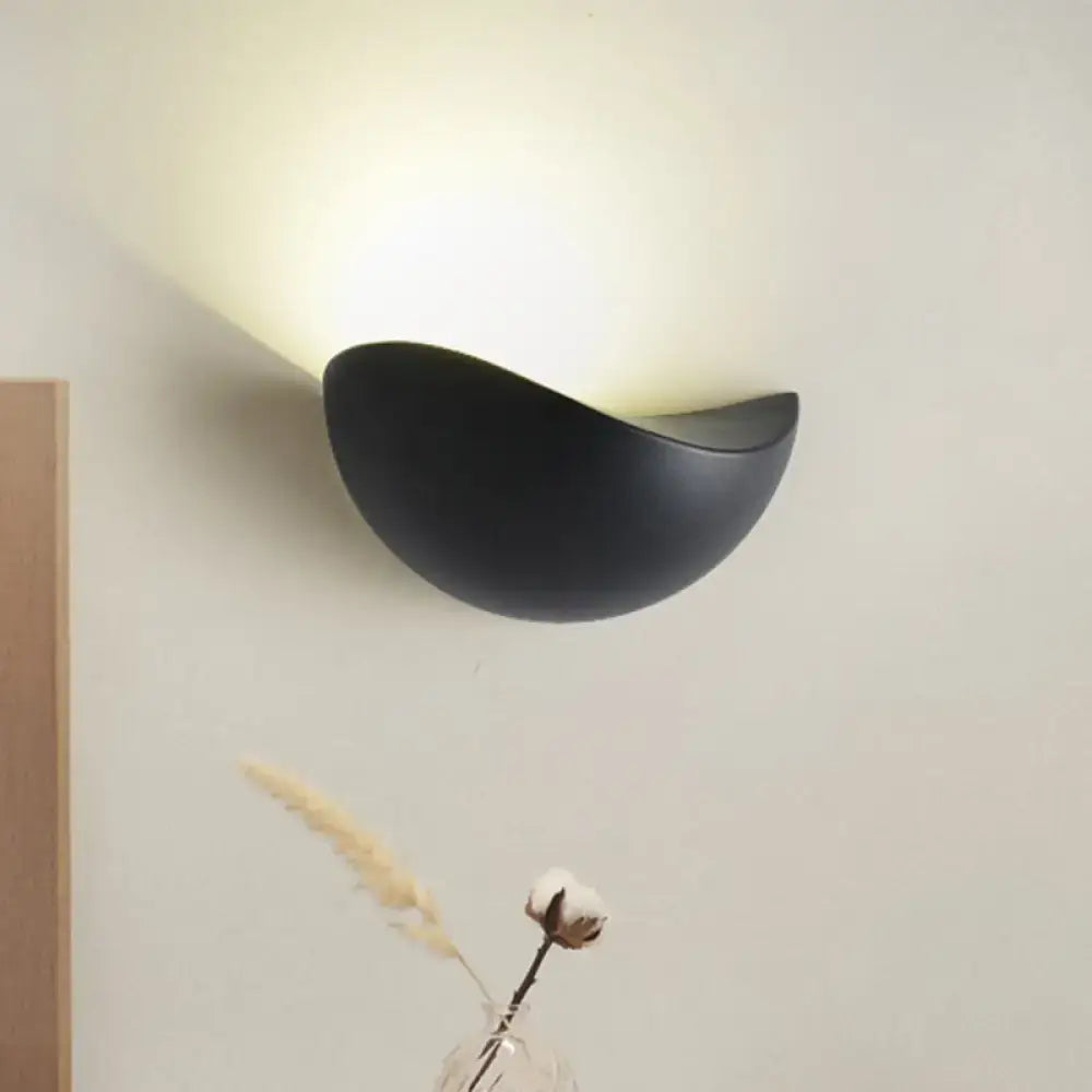 Modern metallic wall washer light bedroom ceramic sconce black & white