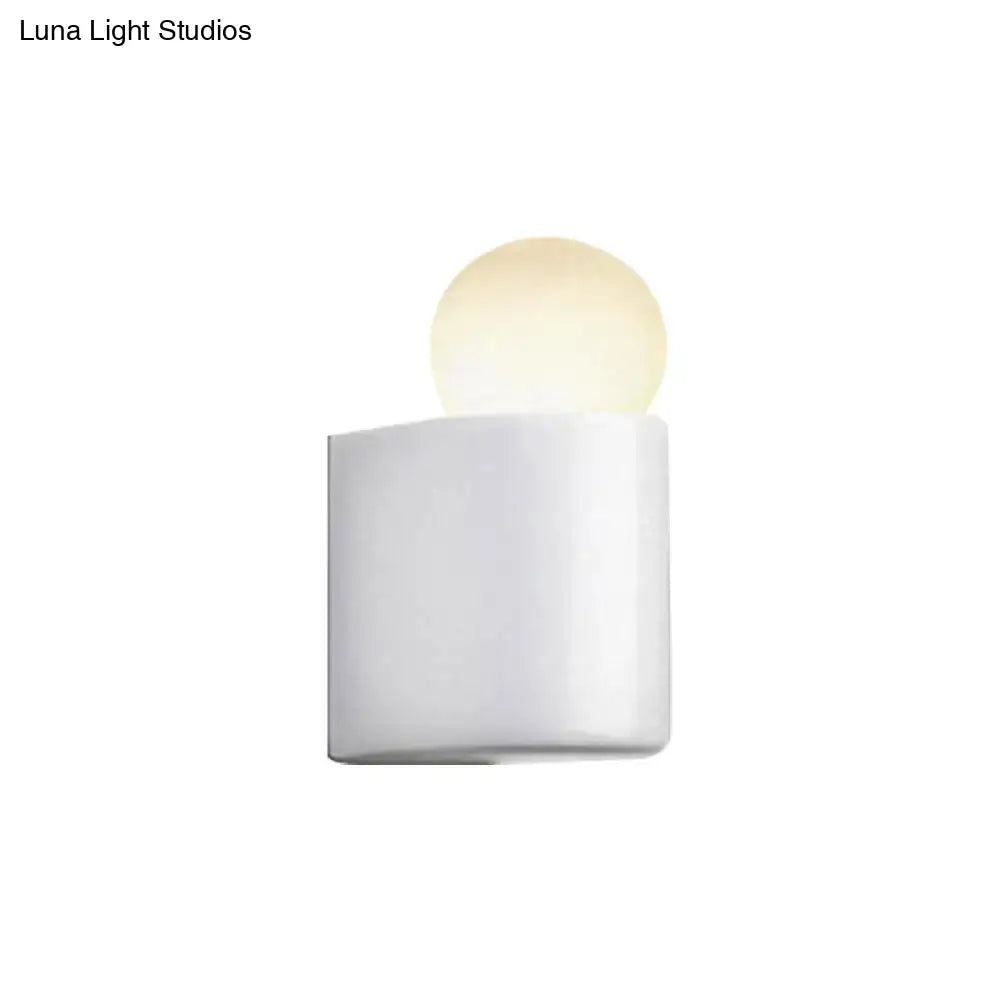 DecorBites™ Modern LED Milk Glass Wall Lamp with White Ball Design, Available in Small, Medium, and Large Sizes, White or Warm Light
