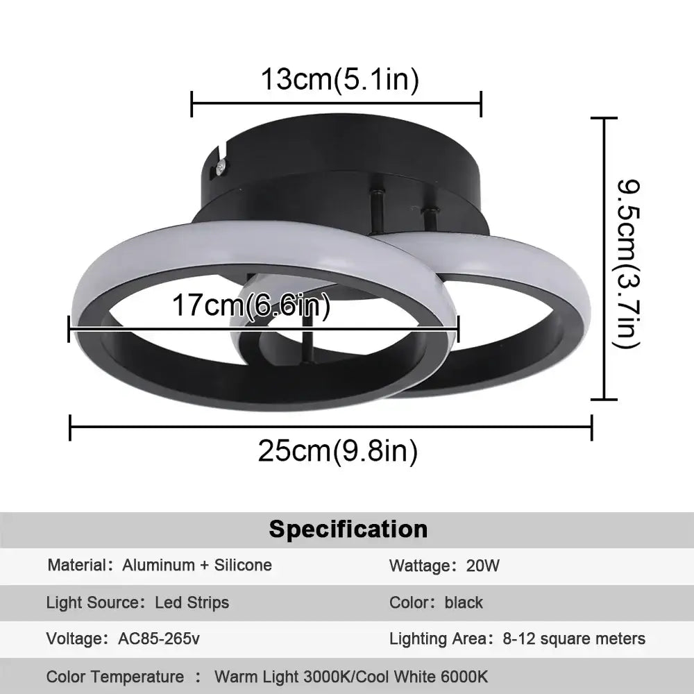 Modern minimalist black acrylic led ceiling lamp bedroom light