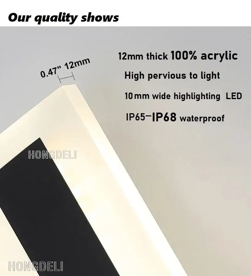 Modern minimalist black aluminum waterproof led outdoor wall lamp courtyard