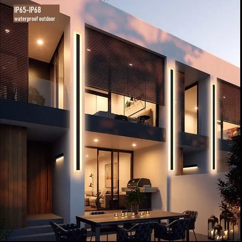 Modern minimalist black aluminum waterproof led outdoor wall lamp courtyard