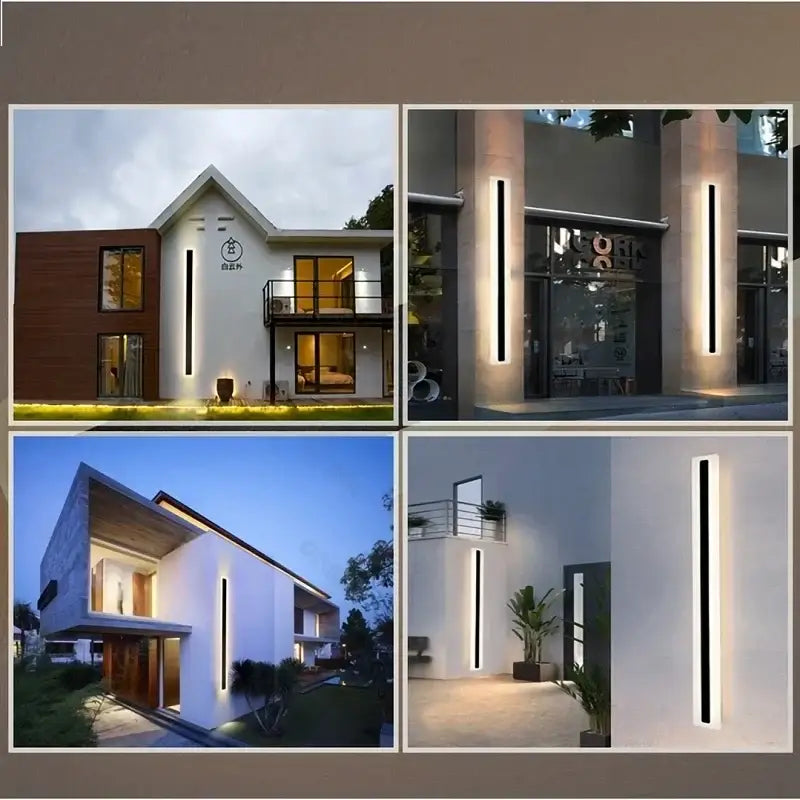 Modern minimalist black aluminum waterproof led outdoor wall lamp courtyard