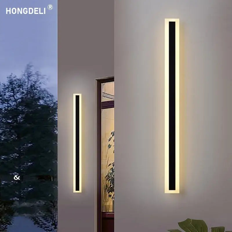 Modern minimalist black aluminum waterproof led outdoor wall lamp courtyard