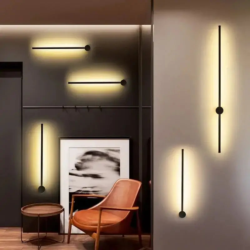 Modern minimalist black creative staircase wall lights living room