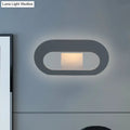 Modern minimalist black & grey oval shade wall lamp bedroom lighting