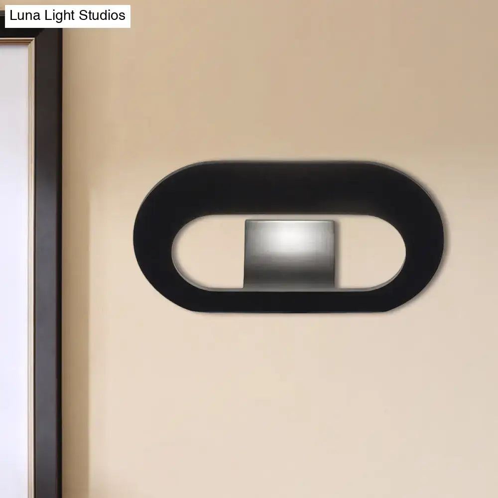 Modern minimalist black & grey oval shade wall lamp bedroom lighting
