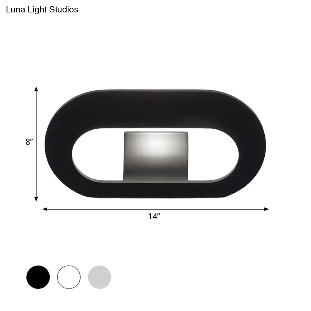 Modern minimalist black & grey oval shade wall lamp bedroom lighting