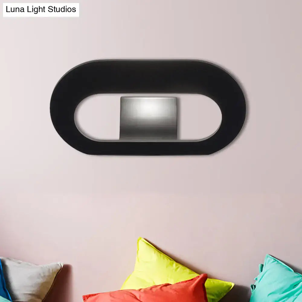 Modern minimalist black & grey oval shade wall lamp bedroom lighting