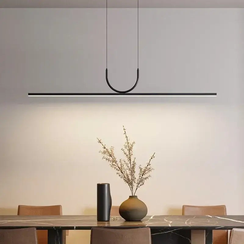 Modern minimalist black led ceiling chandelier kitchen island light