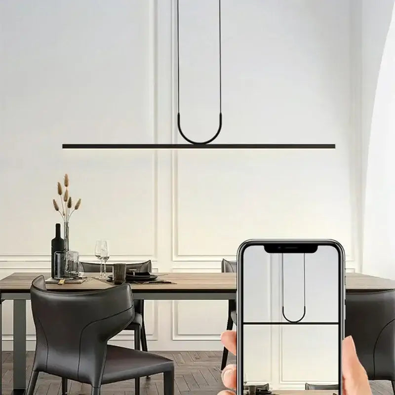 Modern minimalist black led ceiling chandelier kitchen island light