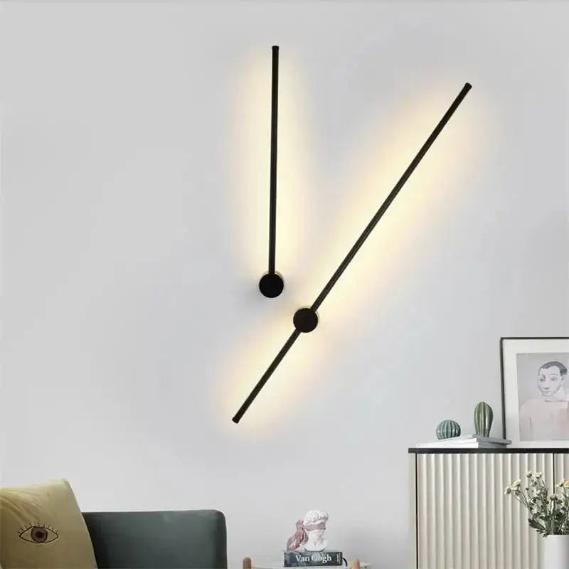 Modern minimalist black led strip wall lamp for staircase lighting