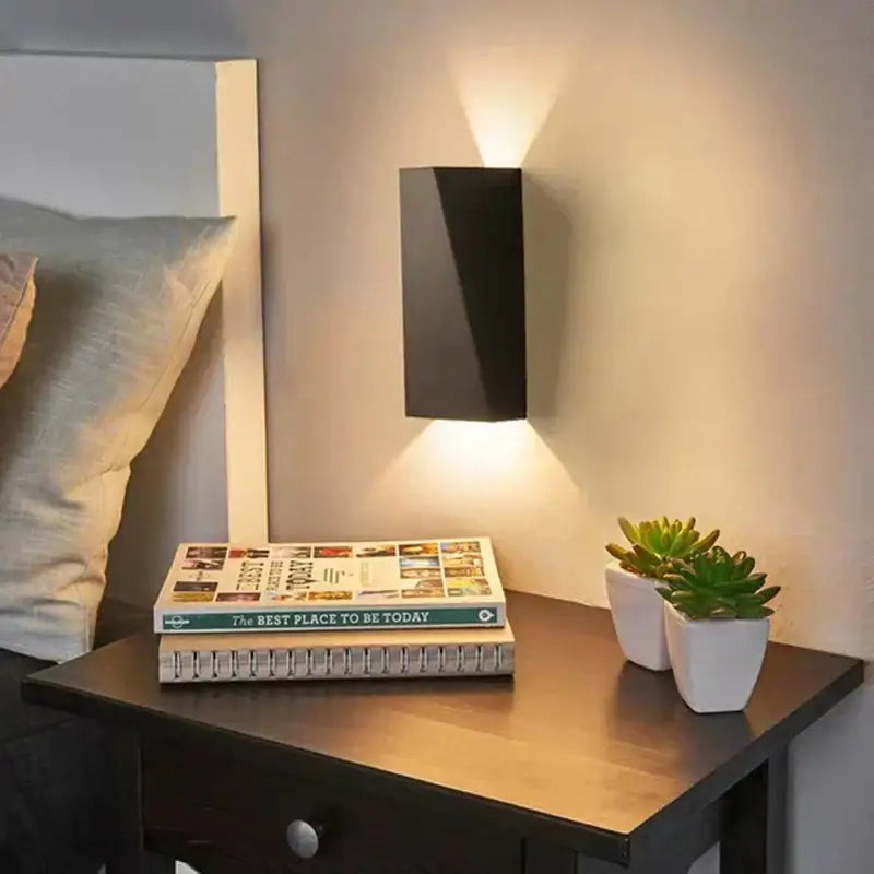 Modern minimalist black led wall lamp bedroom reading light