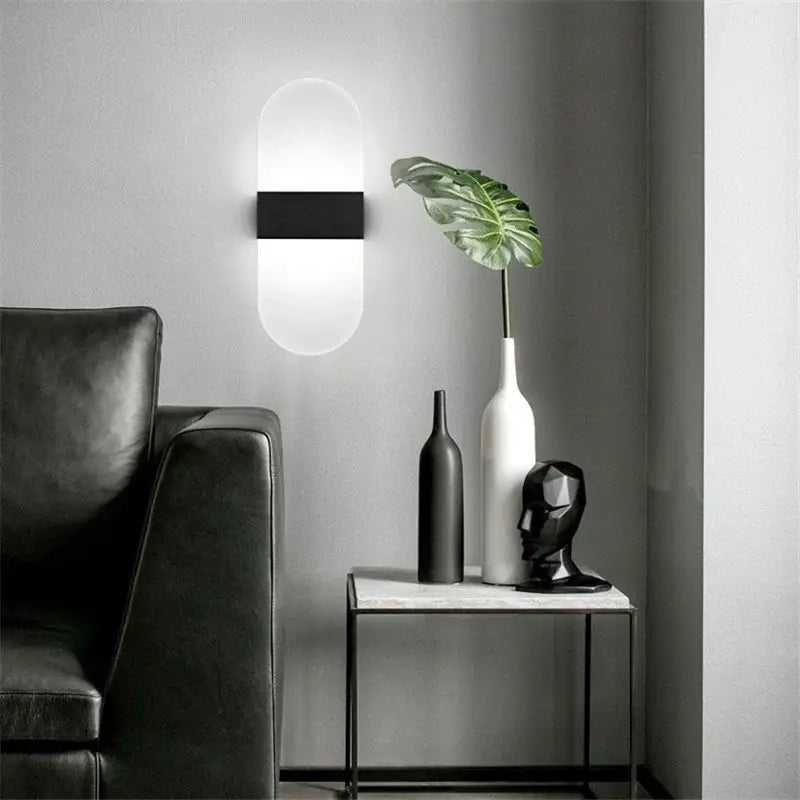 Modern minimalist black led wall light bedroom sconce