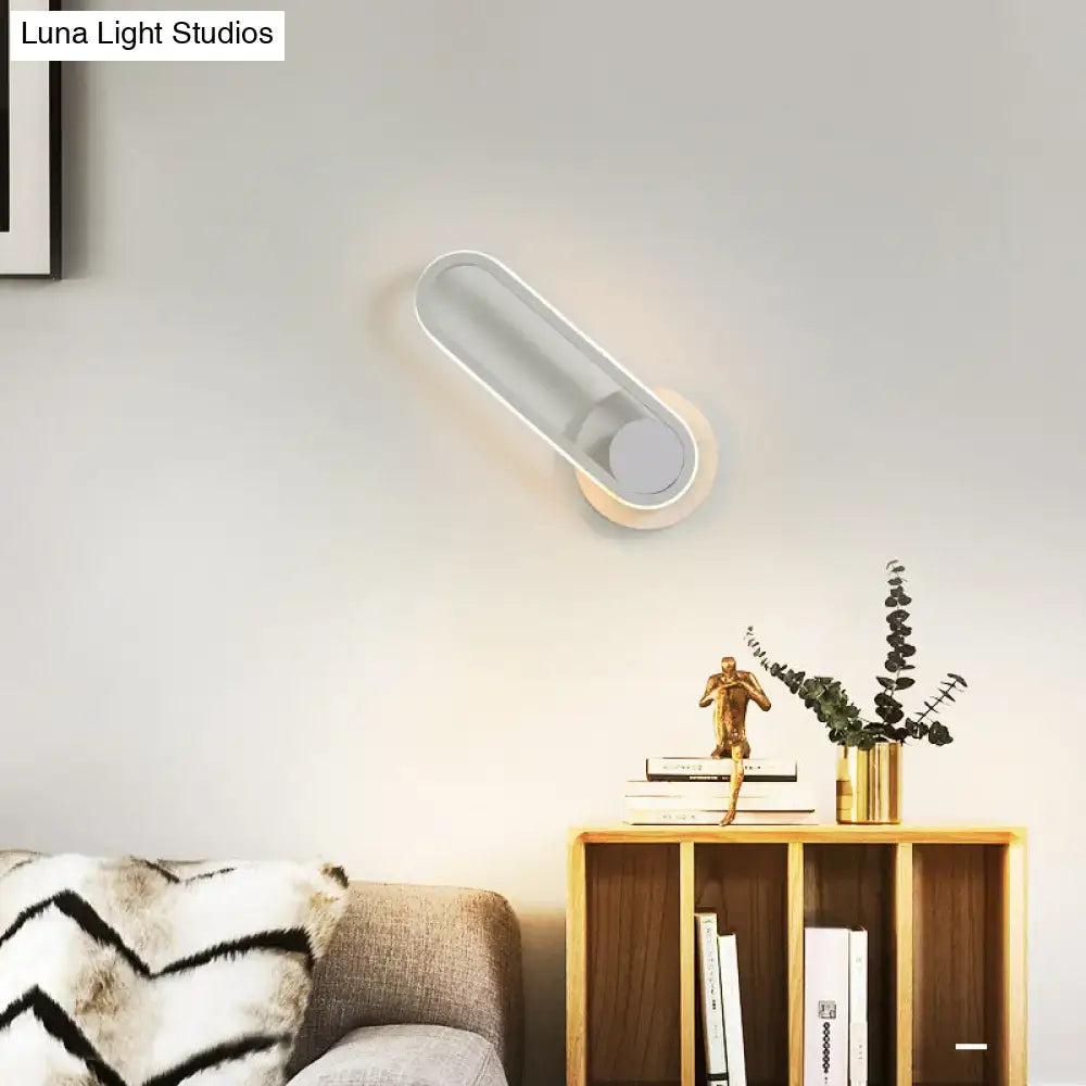 Modern minimalist black matte oval led wall sconce living room light