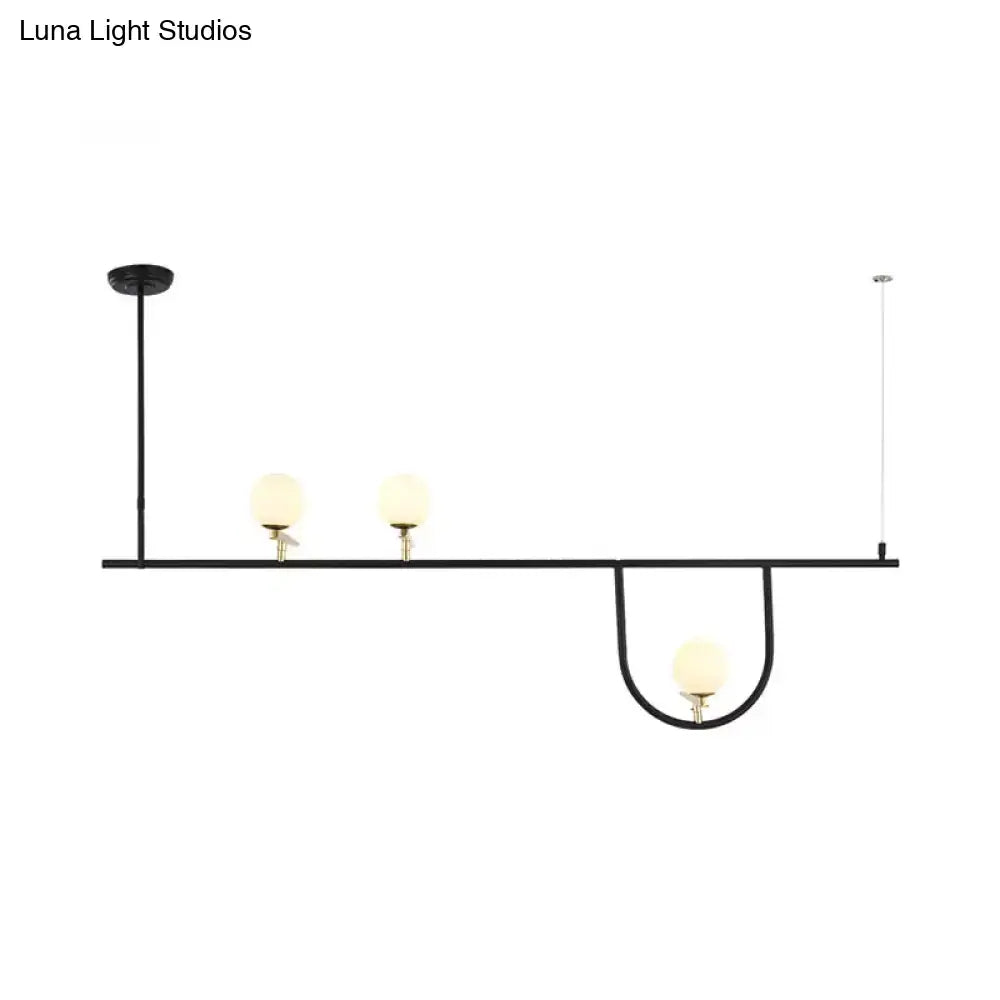 DecorBites™ Black Metal Triple-Light Globe Chandelier for Dining Rooms