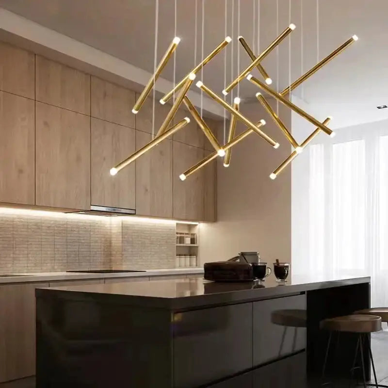DecorBites™ Black Round Tube LED Chandelier for Duplex Loft Stair - Interior Lighting Decoration