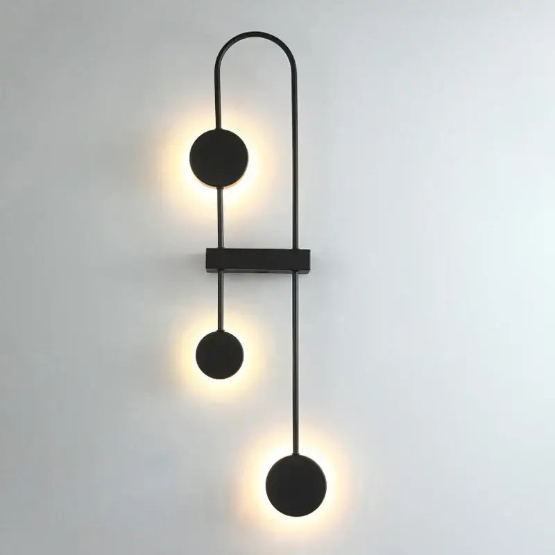 Modern minimalist black triple circle led wall light bedroom sconce