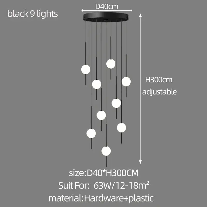 Modern minimalist black & white creative led chandeliers living room
